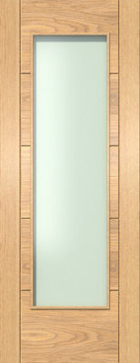 Green & Taylor Oak Ladder 1 Lite Frosted GlassPrefinished Internal Door from B&Q
