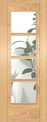 Green & Taylor Oak Ladder 4 Lite Clear GlassPrefinished Internal Door from B&Q