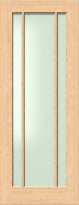 Green & Taylor Worcester Oak 3 Lite Frosted Glass Internal Door from B&Q
