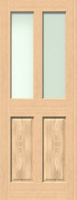Green & Taylor Traditional Oak 2 Lite Frosted GlassPrefinished Internal Door from B&Q