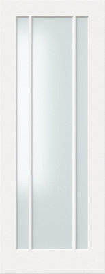 Green & Taylor Worcester White Primed 3 Lite Frosted Glass Internal Door from B&Q
