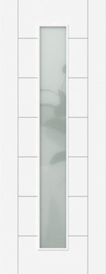 Green & Taylor White Primed 7 Panel Frosted Glass Internal Door from B&Q