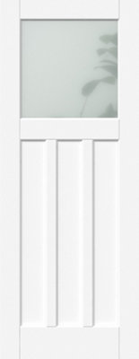 Green & Taylor White Primed 1930S 3 Panel Frosted Glass Internal Door from B&Q