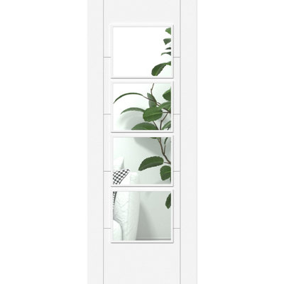 Green & Taylor White Ladder 4 Lite Clear GlassPrefinished Fd30 Fire Door from B&Q