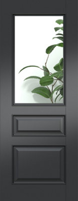 Green & Taylor Tunbridge Black Clear GlassPrefinished Internal Door from B&Q