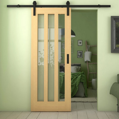 Green & Taylor Aston Oak Clear Glass Internal Sliding Barn Door from B&Q