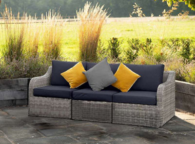 Primrose Living Peony Luxury Rattan 3 Seater Garden Sofa In Pebble from B&Q