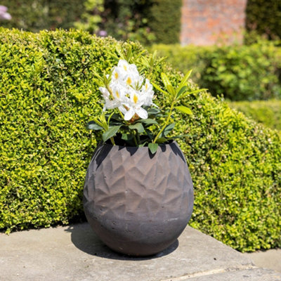 Primrose Natural Cement Round Geometric Pattern Effect Planter In Brown 50Cm from B&Q