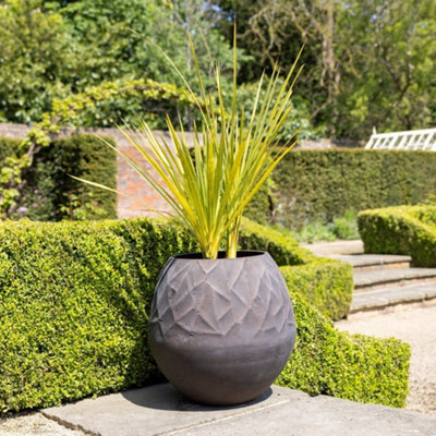 Primrose Natural Cement Round Geometric Pattern Effect Planter In Brown 32Cm from B&Q
