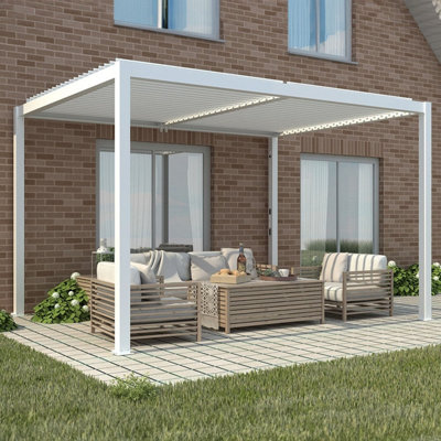 Primrose Living Deluxe White Veranda With Louvered Shutter Roof 3M X 3M from B&Q