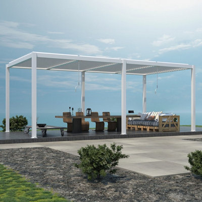 Primrose Living Deluxe White Veranda With Louvered Shutter Roof 6M X 3M from B&Q