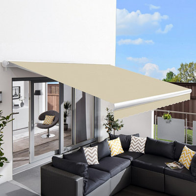 Primrose Awnings 3.0M X 2.5M Retractable Manual Full Cassette Sand Awning Outdoor Patio Canopy from B&Q