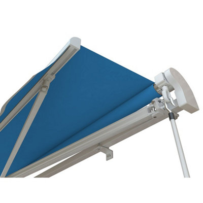 Primrose Awnings 3.5M X 2.5M Retractable Manual Azure Blue Awning Outdoor Patio Canopy from B&Q