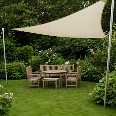 Kookaburra 5M Triangle Pro Waterproof Ivory Garden Sail Shade Patio Canopy Uv Block from B&Q