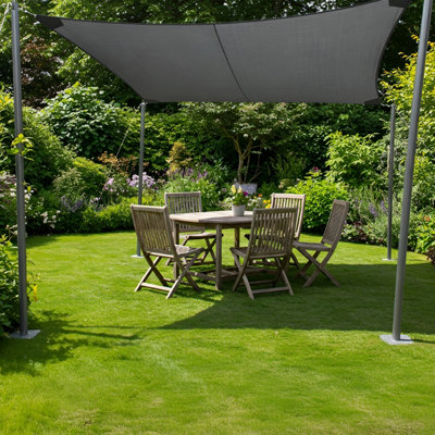B&Q -  5M X 4M Rectangle Pro Waterproof Charcoal Garden Sail Shade Patio Canopy Uv Block