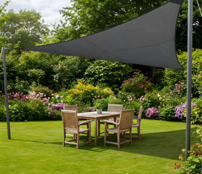 Kookaburra 5M Triangle Pro Waterproof Charcoal Garden Sail Shade Patio Canopy Uv Block from B&Q