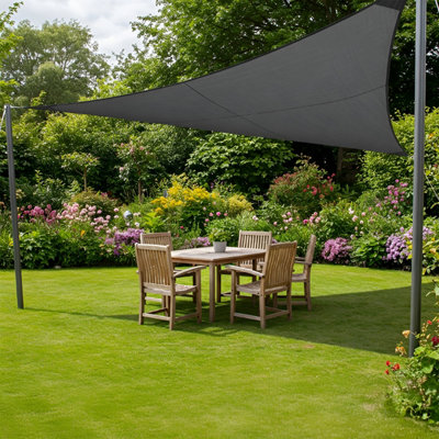 Kookaburra 3.6M Triangle Pro Waterproof Charcoal Garden Sail Shade Patio Canopy Uv Block from B&Q