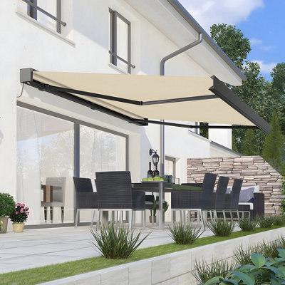 Primrose Awnings Deluxe Wireless 3.5M Ivory Full Cassette Electric Awning With Lights from B&Q