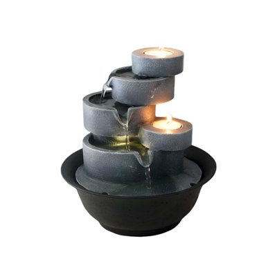 Primrose Slate Effect Cascading Bowls Tabletop Water Feature With Led Lights 21Cm from B&Q