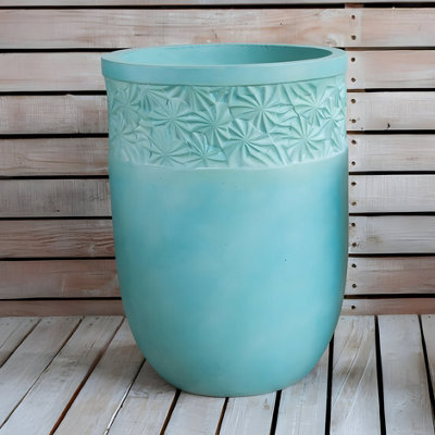 Primrose Tall Round Concrete Spargi Planter In Turquoise 45Cm from B&Q
