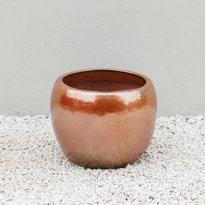Primrose Round Garden Planter In Glazed Metallic Bronze Finish 41Cm from B&Q
