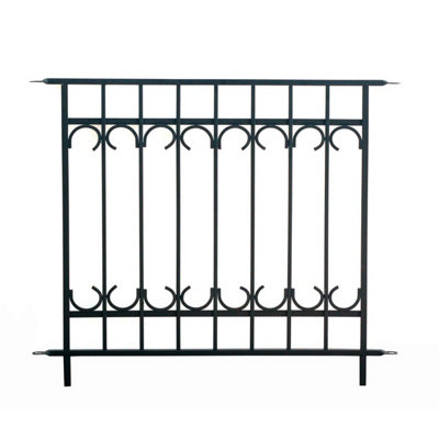 Primrose 91Cm Park Lane Fence Section Black Galvanised Steel Panacea Fence System from B&Q