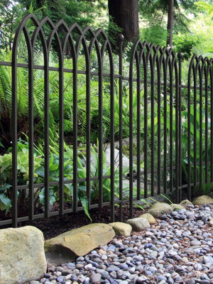 Primrose 121Cm Gothic Fence Section Black Galvanised Steel Panacea Fence System from B&Q