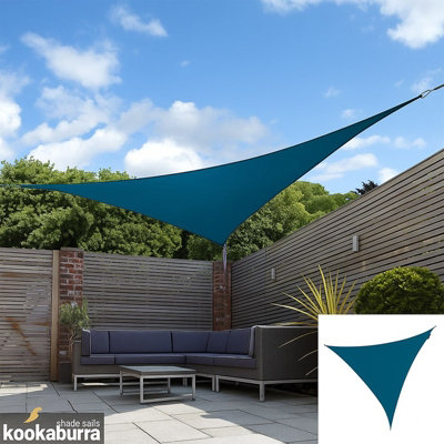Kookaburra 3.6M Triangle Water Resistant Dark Teal Garden Patio Sun Shade Sail Canopy 96.5% Uv Block With Free Rope from B&Q