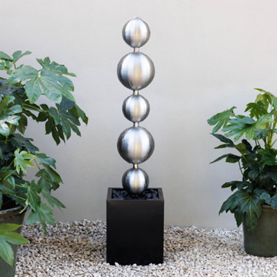 Primrose Cascading Stacked Stainless Steel Sphere Water Feature Column 131Cm from B&Q