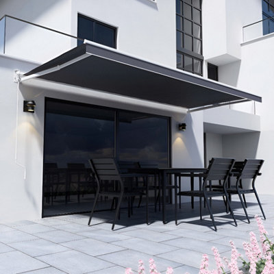 Primrose Awnings Primrose 2.5M Charcoal Canopy Awning Retractable Patio Garden Sun Shade Essential Manual from B&Q