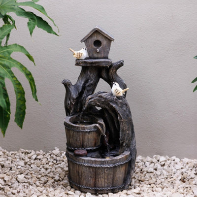 B&Q -  Home To Roost Bird Birdhouse Outdoor Water Feature With Leds 58Cm