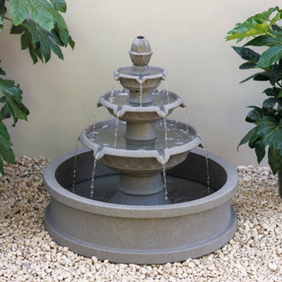 Primrose Holms 4 Tier Circular Water Fountain In Grey from B&Q