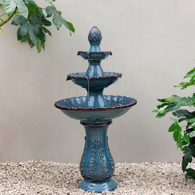 Primrose Leet 4 Tier Ceramic Water Fountain In Blue from B&Q