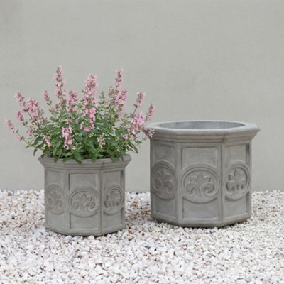 Primrose Galgano Hexagon Shaped Concrete Planter In Grey 55Cm from B&Q