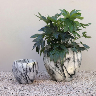 Primrose Martino Marble Effect Concrete Planter In Grey 56Cm from B&Q