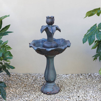 Primrose 2 Tiered Tulip Flower Grey Water Feature Self Contained 90Cm from B&Q