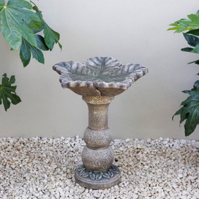 B&Q -  Eden Leaf Design Decorative Grey Garden Bird Bath Table 62Cm