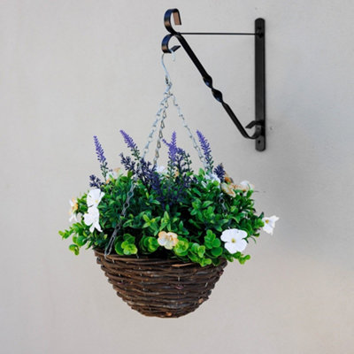 Primrose Artificial Wildflower Hanging Floral Arrangement In Wicker Basket 32Cm from B&Q