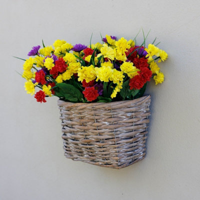 Primrose Artificial Wildflower Wall Floral Arrangement In Wicker Basket 32Cm from B&Q