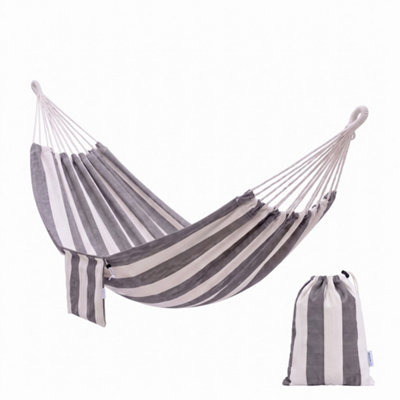 Primrose Nautical Design Outdoor Garden Single Hammock Side Bag Attached - Navy And White Stripes - Image 3