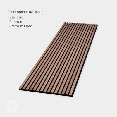 Wvh Acupanel Contemporary Walnut Acoustic Wood Slat Wall PanelPremium Oiled120Cm X 60Cm from B&Q