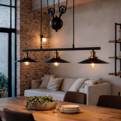 Edit Pusaka 3 Light Bar Ceiling Pendant Light Black from B&Q