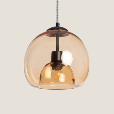 Edit Vaca Glass Ceiling Pendant Light Amber from B&Q