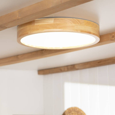 Edit Cloud Flush Led Ceiling Light Wood from B&Q