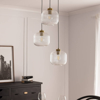 Edit Wilde 3 Light Glass Cluster Ceiling Pendant Transparent from B&Q