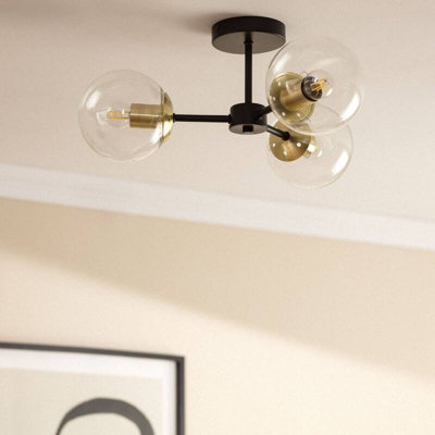Edit Wassily 3 Light Flush Ceiling Light Black from B&Q