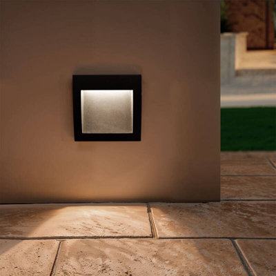 B&Q -  Natt 4W Led Outdoor Square Recessed Wall Light  2700K Warm White
