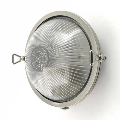 Portwest Westport Coastal Pebble Outdoor Flush Wall Light Matt Nickel from B&Q