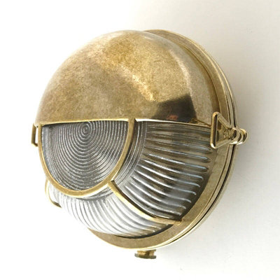 Portwest Westport Coastal Tide Outdoor Flush Wall Light Brass from B&Q