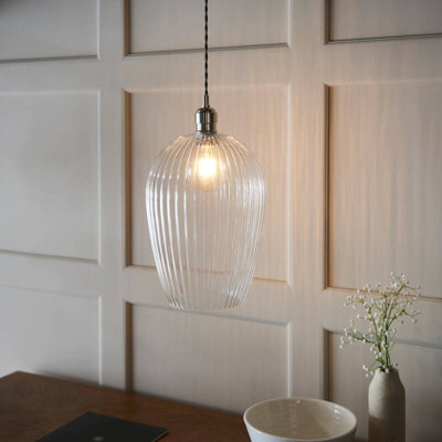 Luxia Edensor Large Glass Ceiling Pendant Light Polished Nickel from B&Q
